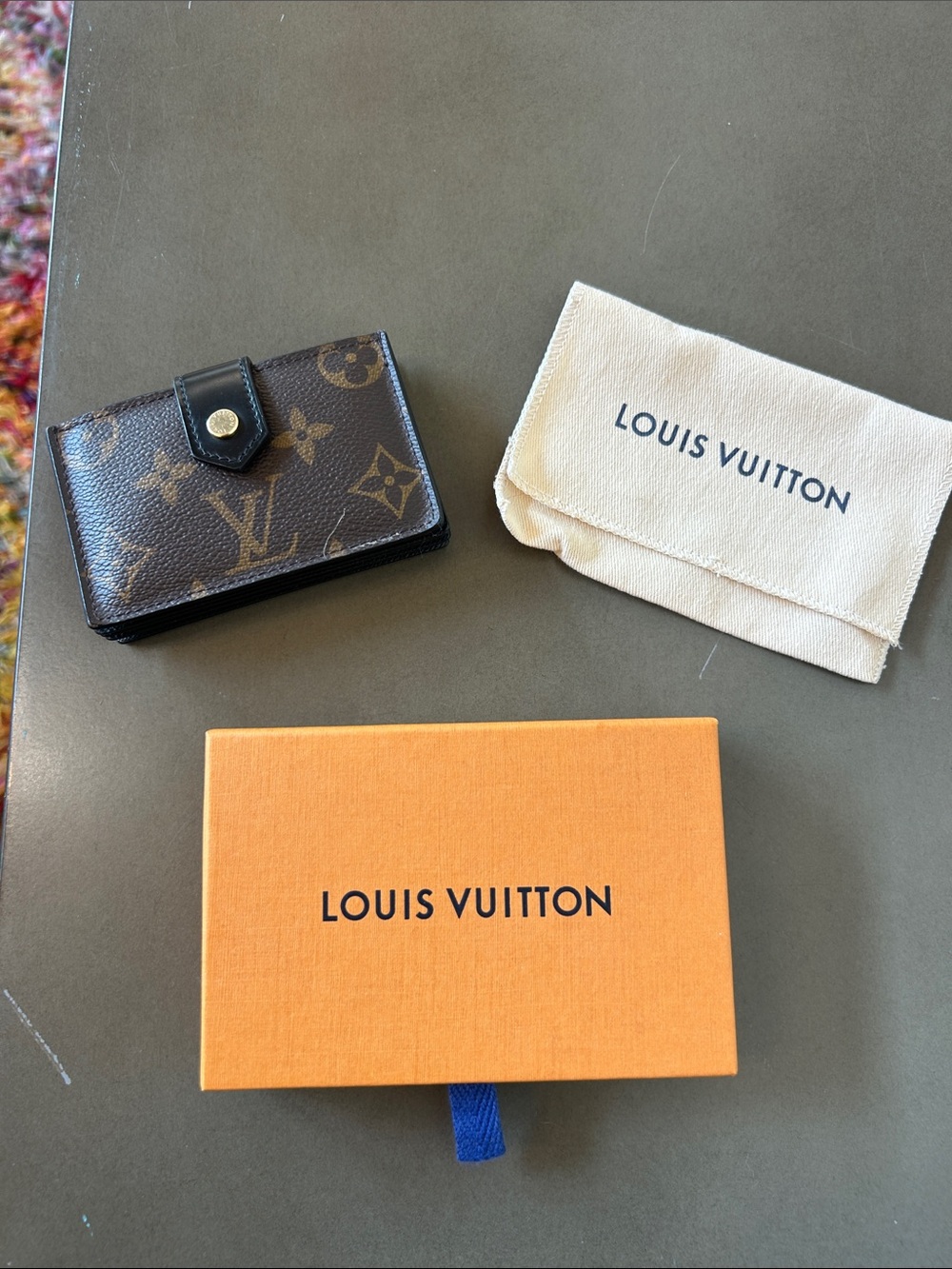 Louis Vuitton Brown Monogram Card Holder with Black Snap